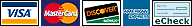 Visa, MasterCard, Discover, American Express or eCheck